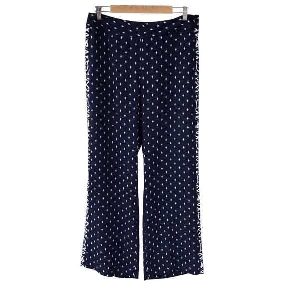 Cabi Navy Blue Paisley Trackstar Trouser Wide Leg Pants Size 8 NEW - Picture 4 of 6